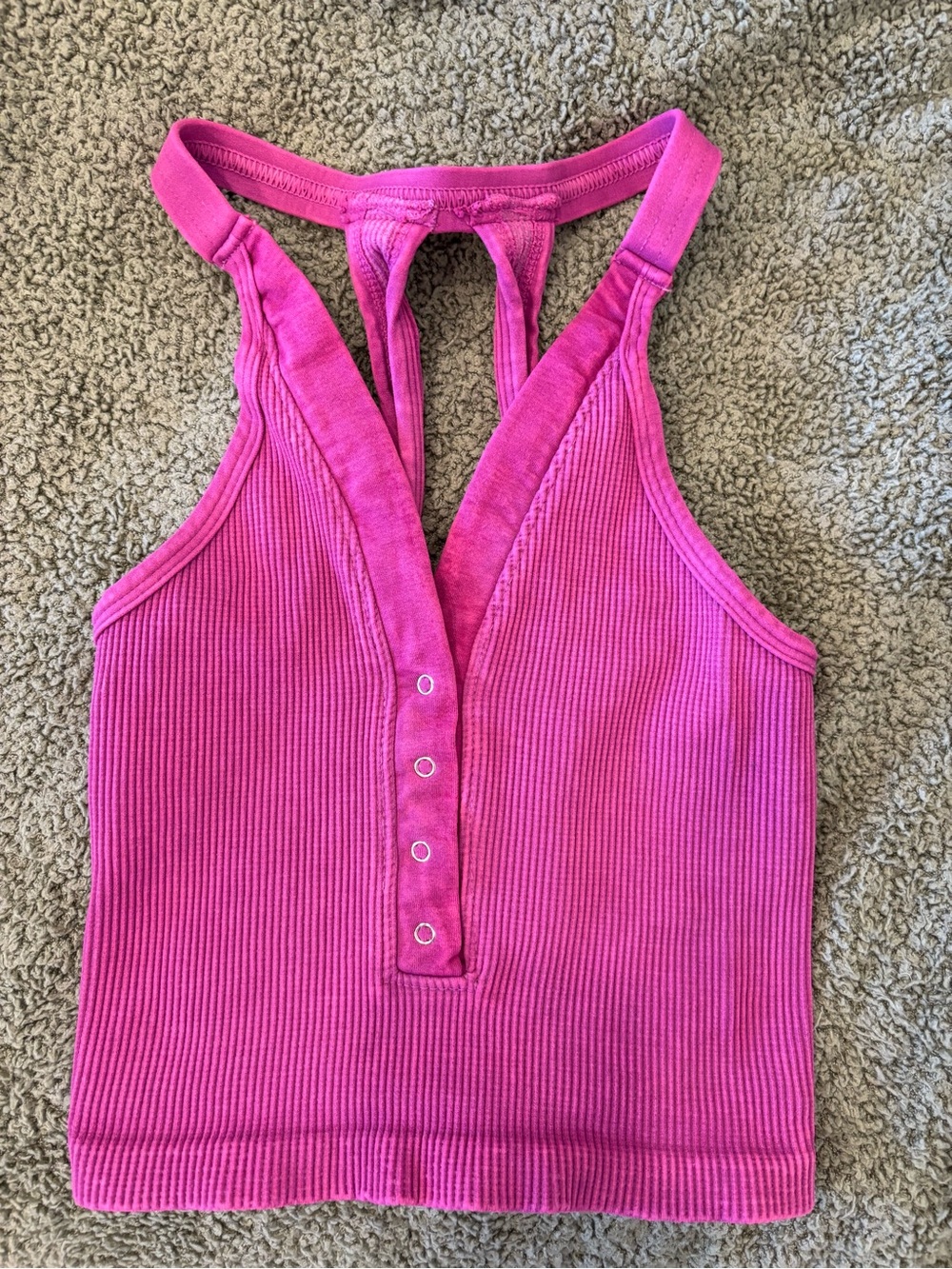 Free People Movment Ribbed Snap-Front ribbed Racerback Tank Top Sports Bra